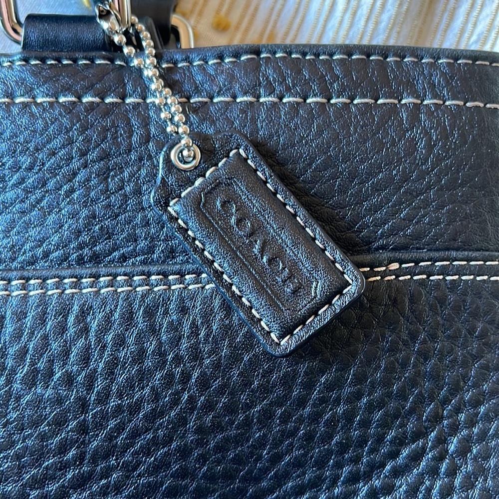 Coach Hamilton Black Pebbled Leather Silver Hardware Double Strap Shoulder Bag